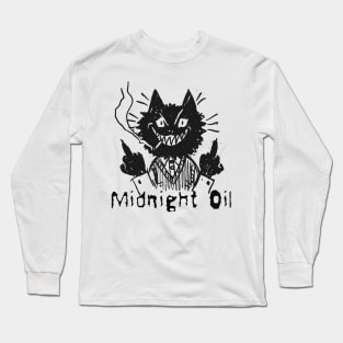 midnight oil and the bad cat Long Sleeve T-Shirt